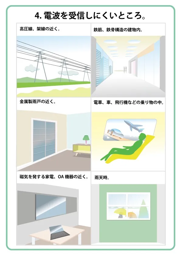 4.電波を受信しにくいところ。